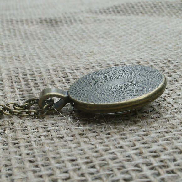 Pentacle with Cat & Raven Glass Cabochon Pendant Necklace - Picture 9 of 13